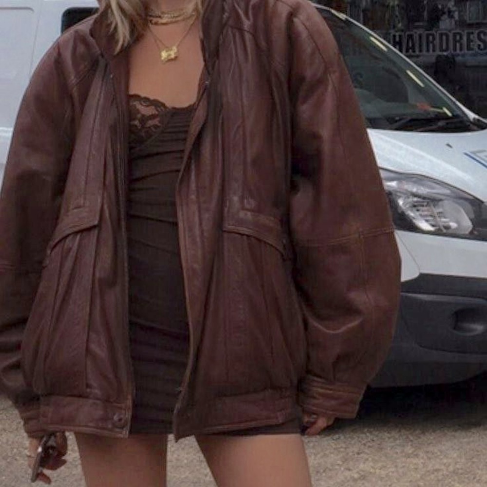 Vintage 100% Leather Oversized Jacket